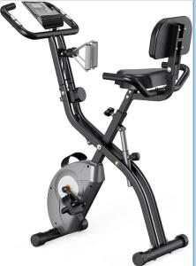Ativafit 5-in-1 Foldable Magnetic Exercise Bike, 8 Resistance Levels, 265 lb Max, LCD, Resistance Bands