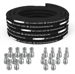 Serabetto 1/2" Hydraulic Hose Kit, 6090 PSI, 100 ft, 4-Layer Steel Braid, 20 Fittings