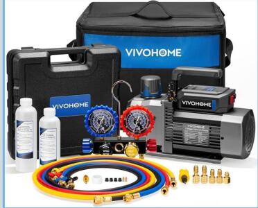 VIVOHOME VG Series 3/4 HP 7.2 CFM 2-Stage HVAC Vacuum Pump with 4-Way Manifold Gauge Kit