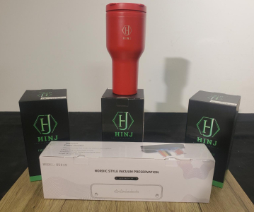 (3) HINJ 30 oz Insulated Red Tumbler & Nordic Style Vacuum Food Sealer Model HK049, Set