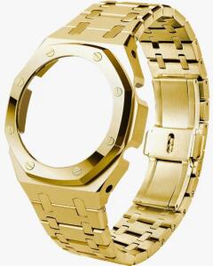 SRDZ Gold 316L Stainless Steel Mod Kit for G-Shock GA2100 GA2110 GAB2100, Strap & Case Set (4) Safety Glasses