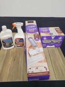 Swiffer Power Mop Wood Cleaning System Bundle w/ Bona Polish, Cleaner & 8 Mop Pads