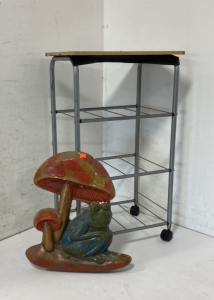 Frog Wall Art & Rolling Kitchen Cart