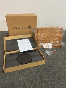 GRAVORA Freestanding Magnetic Knife Block, Acacia Wood, Holds Up to 8 Knives