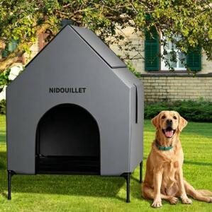 Nidouillet 48" Elevated Dog House, 200 lb Capacity, Waterproof 600D PVC, Indoor/Outdoor Use
