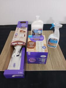 Swiffer PowerMop Wood Floor Mop with 8 Pads & Bona Hardwood Cleaner and Polish Bundle, 32oz Each