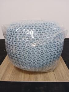 BirdRock Home Soft Blue Knitted Pouf Ottoman, 18.5" x 15", 100% Cotton Yarn