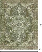Traditional Distressed Green Medallion Area Rug 5'x7' Polypropylene, Rectangle, Sealed - 5