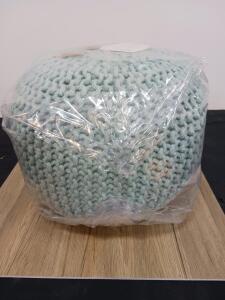 BirdRock Home 11108 Knitted Pouf Ottoman, Sage Green, Cotton, 20" x 14", Made in India