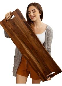 BirdRock Home 36" Acacia Serving Board with Handles, Espresso Finish