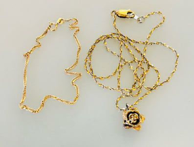 Italian 9K Gold Two-Tone Necklace & Bracelet, "ITALY 375" Hallmarked