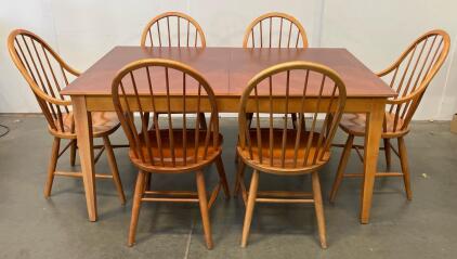 Solid Wood Dining Table Set With 2 Extension Leaves And 8 Windsor Chairs (Conex 6)
