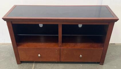 Pinnacle Design TV44303 TV Stand, Cherry Finish, Tempered Glass Top, Holds TVs Up To 50" (Conex 6)