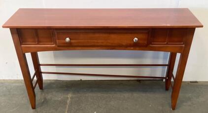 Solid Wood Console Table With Single Drawer, Reddish Brown Finish, 42" L x 14" W x 30.75" H