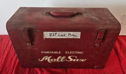 Vintage Mall Saw Portable Electric Saw Steel Carrying Case Red 19"x9"x11" USA