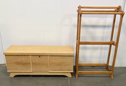 Lane Cedar Chest Hope Chest, Blonde Wood, Mid-Century, Tray, 47"x17"x21", & Wooden Towel Rack
