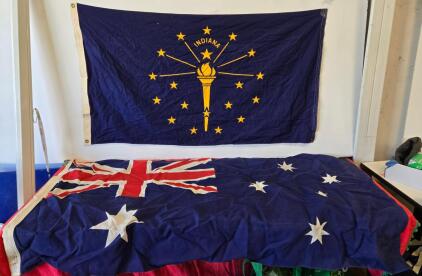 Australian and Indiana State Flags, 5x3 Ft Nylon, Reinforced Header, Brass Grommets, Set of 2
