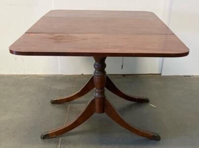Antique Mahogany Drop-Leaf Dining Table with Brass Paw Feet 30&rdquo;x36&rdquo;x50&rdquo;