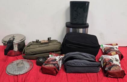 Stainless Pressure Cooker, Travel Bags, Nutra Complete Dog Food, Trash Bin & Clock Bundle