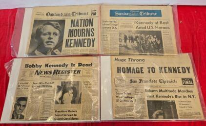 Vintage 1968 RFK Assassination Newspapers: Oakland Tribune, SF Chronicle, News Register Lot