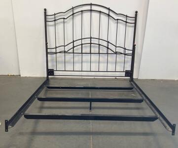 Queen Metal Bed Frame with Decorative Headboard and Footboard, Dark Bronze Finish