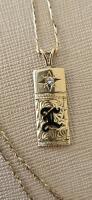 10K Yellow Gold Rectangular Pendant Necklace, Diamond Accent, Monogram 'E', Twisted Chain