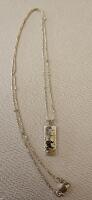10K Yellow Gold Rectangular Pendant Necklace, Diamond Accent, Monogram 'E', Twisted Chain - 2