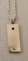 10K Yellow Gold Rectangular Pendant Necklace, Diamond Accent, Monogram 'E', Twisted Chain - 3