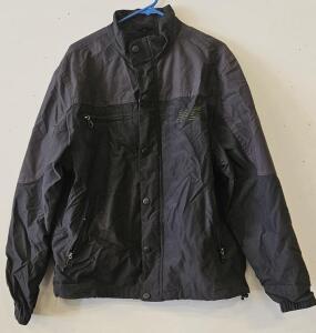 Harley-Davidson Motorcycle Jacket, Size L, Black, Nylon Shell, Multiple Pockets, Made in Hong Kong