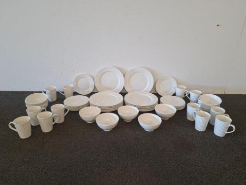 JCPenney Home Collection 28-Piece White Porcelain Dinnerware Set with Fluted Edges