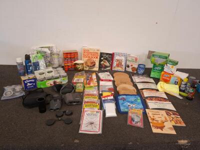 Bulk Lot Household Supplies, Binoculars, Cookbooks, Cleaning Products, Pest Control, 50+ Items