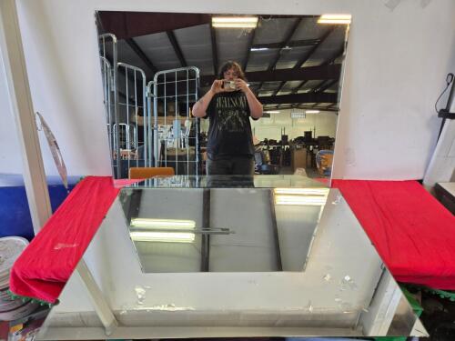 Rectangular Frameless Wall Mirror, 36"x24", Modern, Glass Panel with Minor Edge Chips