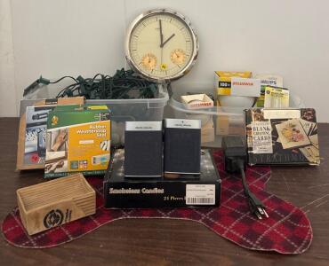 Sunbeam Quartz Wall Clock, LED Candle Set, Techvac Mini Vacuum, Emerson Speakers, and More
