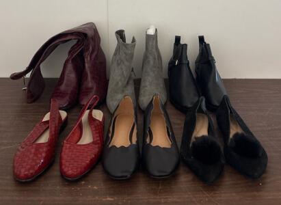 Women's Shoe Lot: Flats, Loafers, Booties & Tall Boots in Red, Black & Grey ALL SIZE 6.5