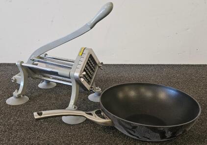 Calphalon 12" Nonstick Wok w/ Stainless Handle & Heavy Duty French Fry Cutter, Suction Base