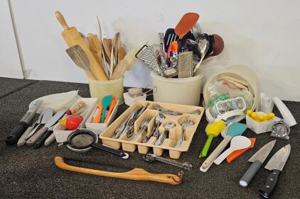 Bulk Kitchen Utensil & Cutlery Lot &ndash; Henckels, Joie, Microplane, Storage Bins, 80+ Pieces