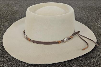 Vintage Silverado Western Wear Fur Felt Outback Hat, Australia Liner, Leather Band, Ketchum ID