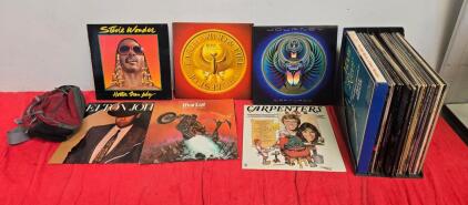 Classic Vinyl LP Lot: Stevie Wonder, Elton John, Earth Wind & Fire, Journey, Meat Loaf, Carpenters