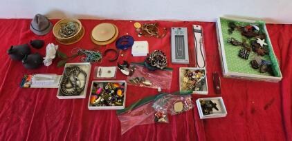 Mixed Vintage Costume Jewelry Lot &ndash; 55+ Pieces, Necklaces, Bracelets, Earrings, Pins, Accessories