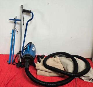 Master Equipment Blue Force 4.0 HP Pet Dryer, 2-Speed, 240 CFM, Stand, Hose, Towels
