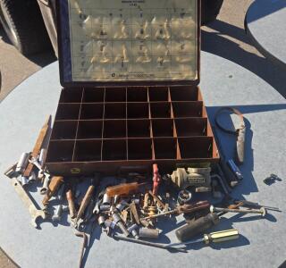 Lawson Products LP-86 Grease Fitting Kit with Metal Compartment Box & Assorted Hand Tools Lot