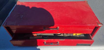Armstrong 2-Drawer Red Steel Toolbox with Mixed Hand Tools, Wrenches, Pliers, Taps & Dies