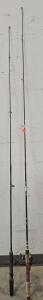 Two Spinning Fishing Rods, One-Piece, Fiberglass, Cork & EVA Handles, Reel Included