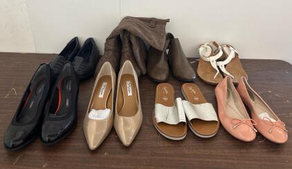 6 Pairs Women's Shoes&mdash;Rockport, Nina, Anne Klein, Boots, Flats, Pumps, Sandals, Spring Step SIZE 9.5