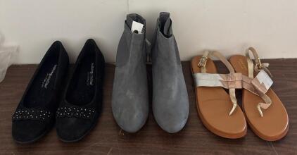 Cole Haan Grand Ambition Metallic Sandals, Walking Cradles Black Flats, Grey Ankle Boots SIZE 7.5