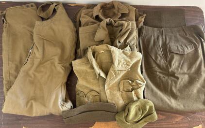 Vintage U.S. Army Olive Drab Uniform Set &ndash; Caps, Shirts, Field Trousers & Overpants, 1940s&ndash;50s Issue