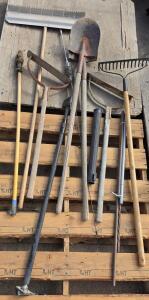 Used Landscaping Hand Tools &ndash; Shovel, Rakes, Hoe, Broom, Post Driver