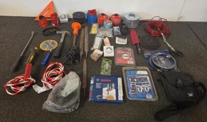 Assorted Tools And Hardware: Bosch & DeWalt Saw Blades, Hand Tools, Accessories, MSR Fuel