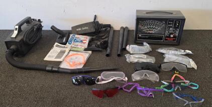 KAL Equip 80-2915 Analog Engine Systems Analyzer | RPM, Dwell, Amps, Volts, USA, Vintage Tool functioning unknown, Oreck vaccum tested and functioning. Car vac functioning unknown, various safety glasses and sun glasses