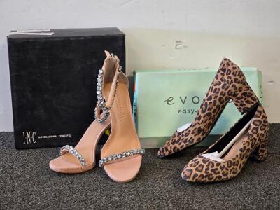 I.N.C. Unnah Rhinestone Nude Heels & Evolve Leopard Block Pumps, Both w/Boxes, Women&rsquo;s Dress Shoes Size 6.5